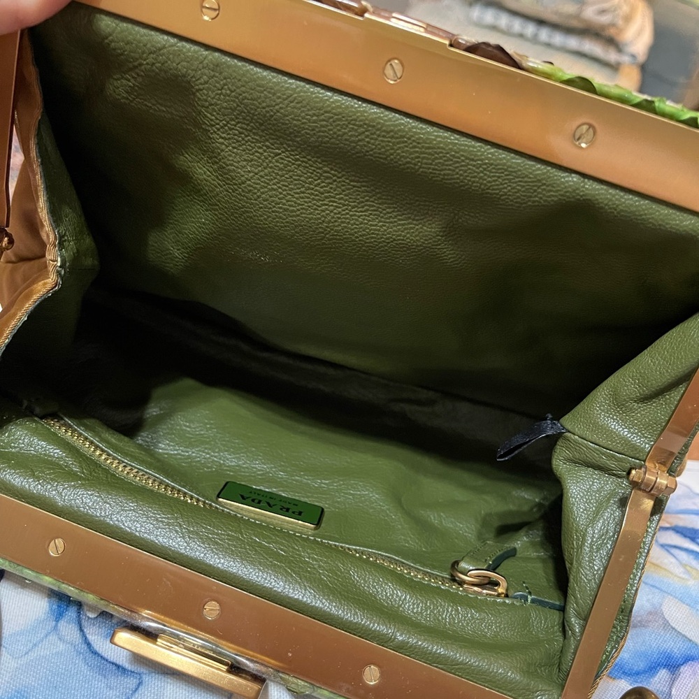 Prada Exotic Green & Brown Python Microfiber Bag - Picture 14 of 16